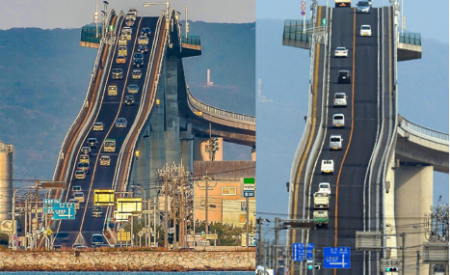 Американские горки для машин: самый крутой мост в Японии